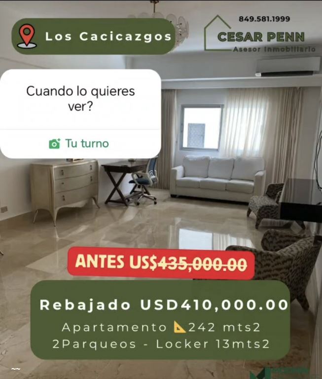 Apartamentos en Venta Los Cacicazgos, Distrito Nacional